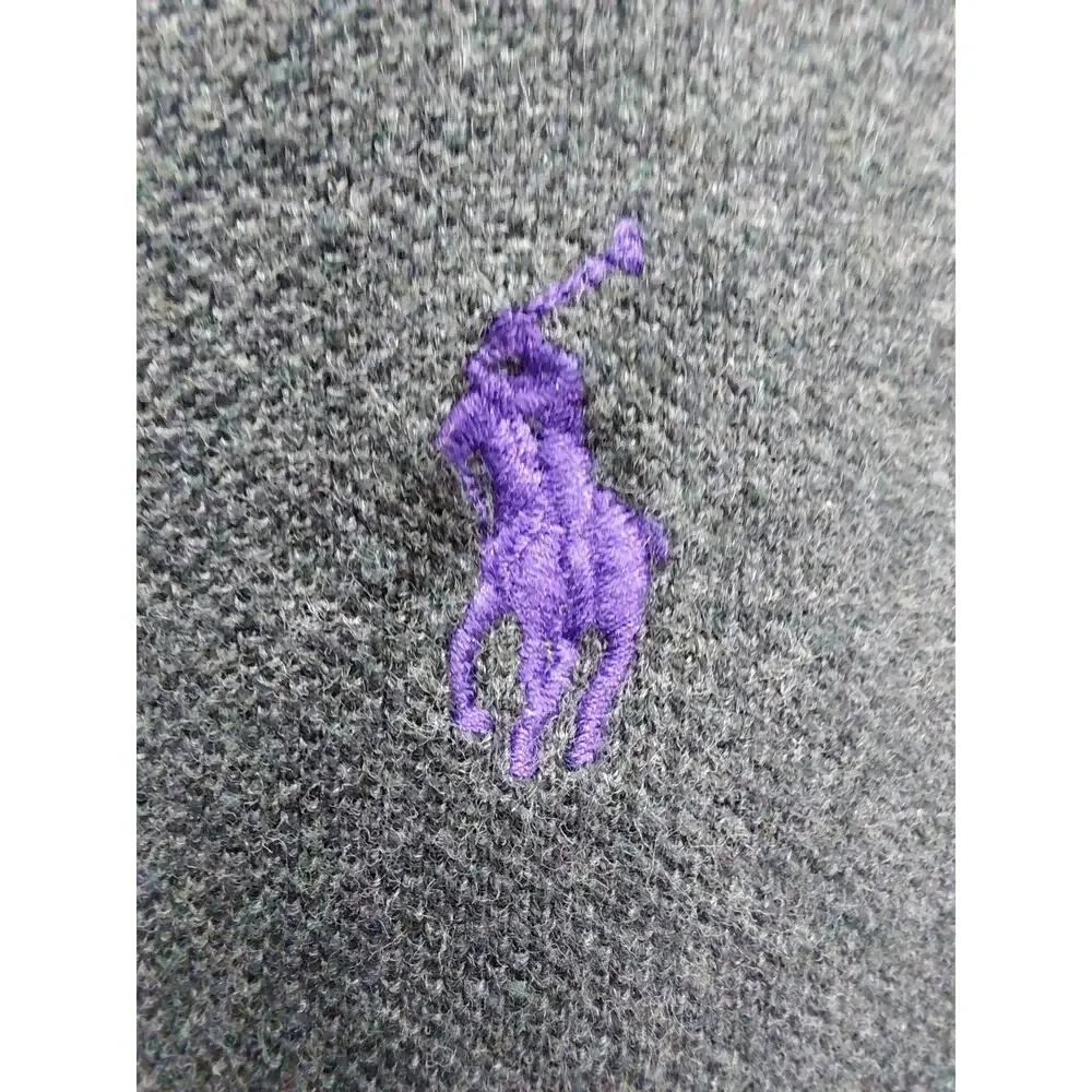 Polo Ralph Lauren Mens XL Long Sleeve Polo Shirt Gray Purple Pony Vintage Preppy